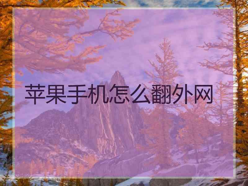 苹果手机怎么翻外网