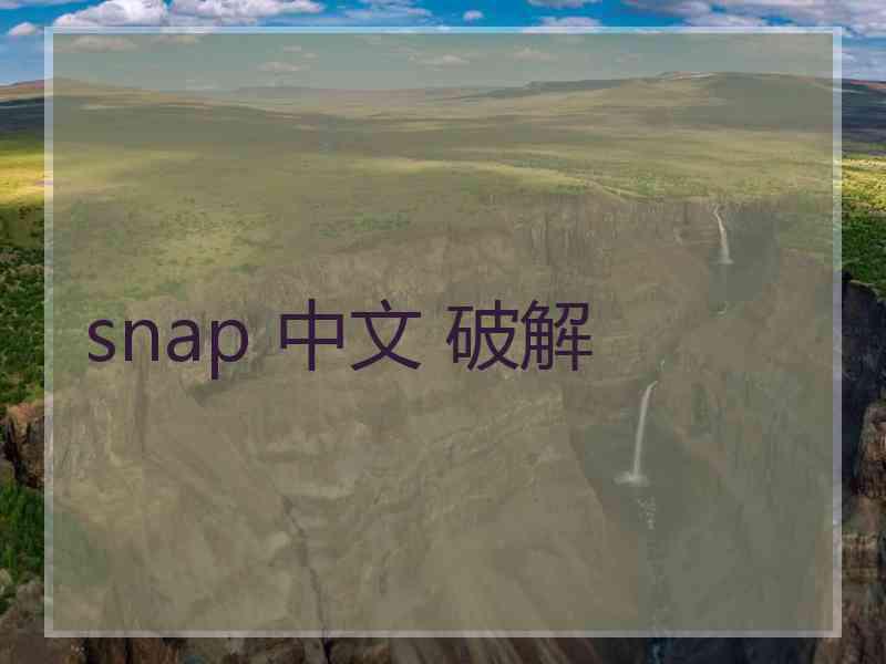 snap 中文 破解