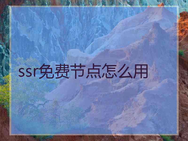 ssr免费节点怎么用